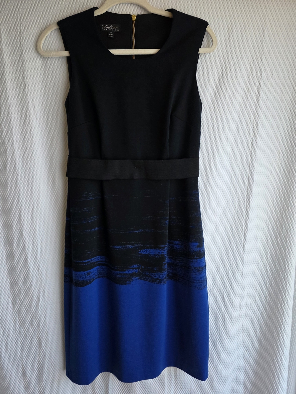 Vintage Cache Contour Collection Black & Blue Ombre Sheath Dress Size 6
